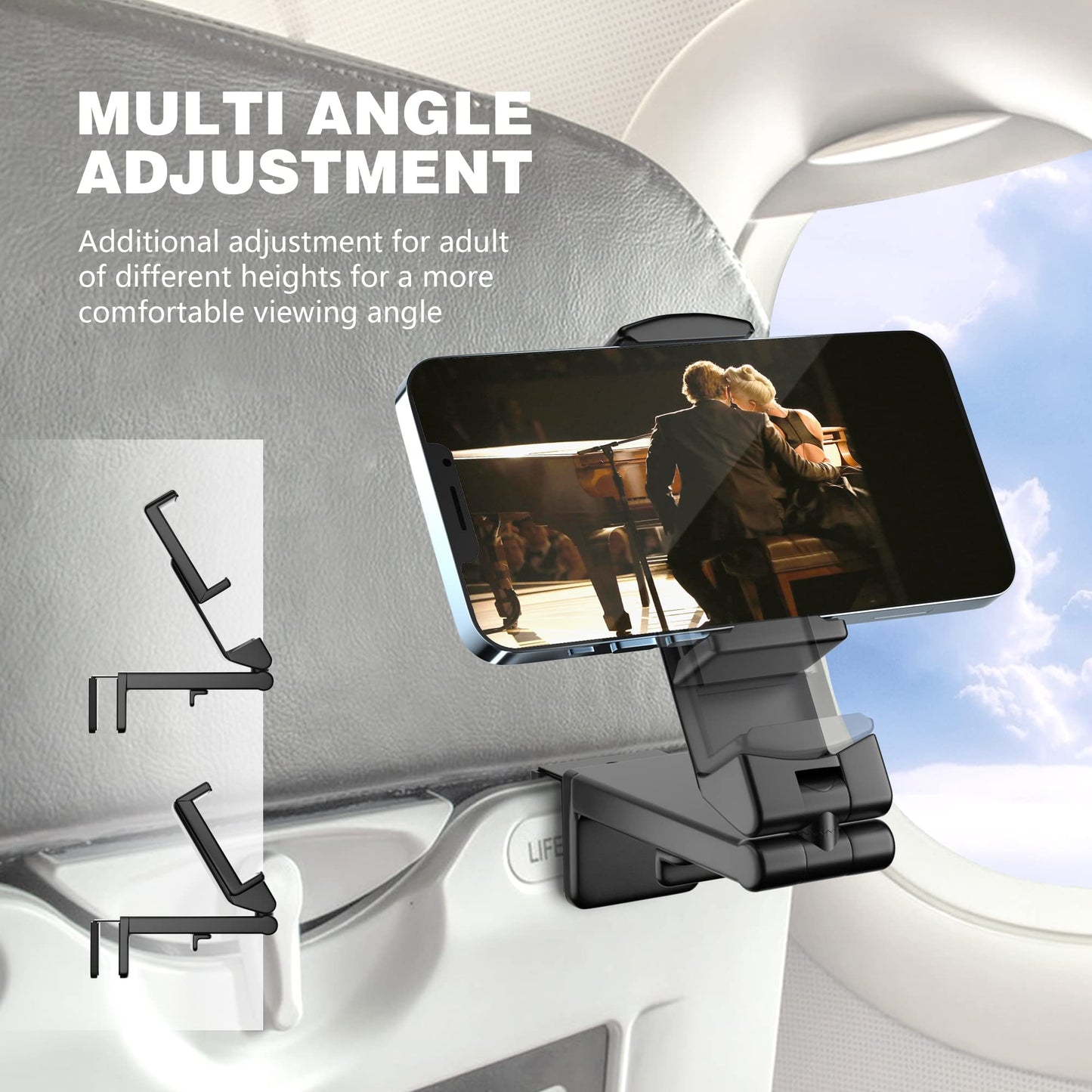 Airplane Phone Holder - Phone Stand Desk - Table - Cell Phone Holder - Stand - 360 Degree Rotatable - Travel - Suitable for Tabletops and Trays - Green