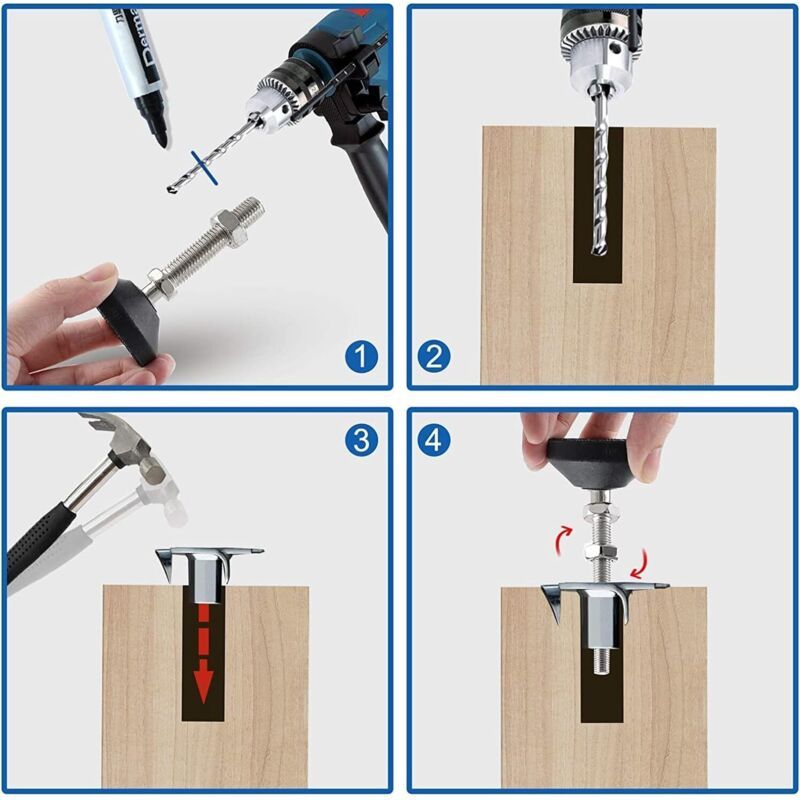 8 Pack Adjustable Leveling Feet M10 x 100 Load Capacity 500 kg Furniture Feet, Diameter 40 mm