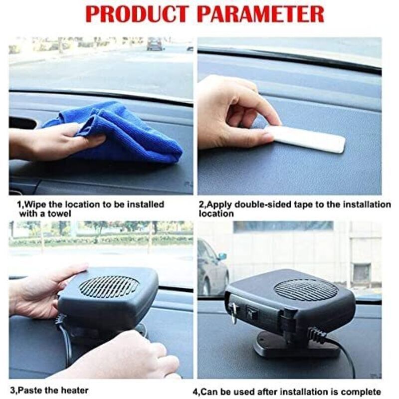 2-in-1 Car Heater 200W 12V Cigarette Lighter Defogger and Cooling Fan