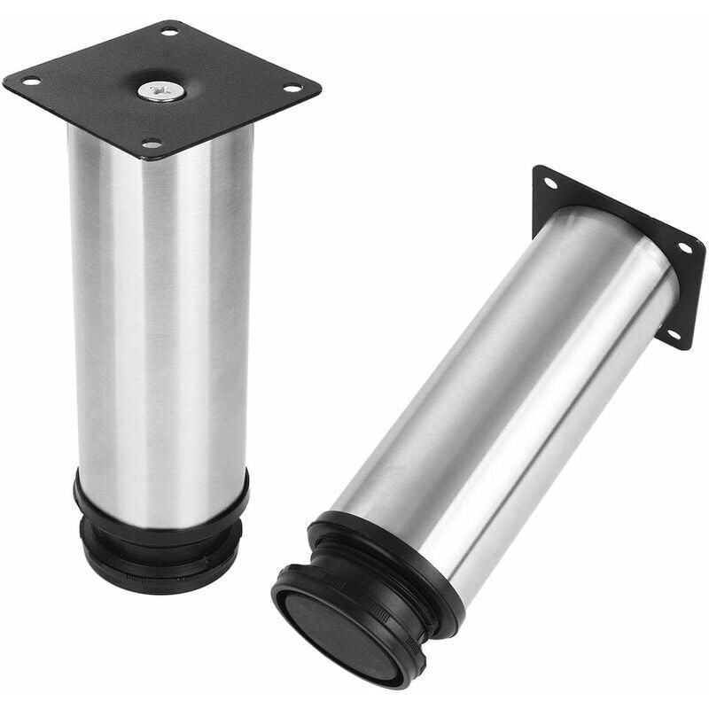 4 Pack Adjustable Furniture Legs Stainless Steel Round Sofa Table Legs, Diameter 50 mm Height 150 mm