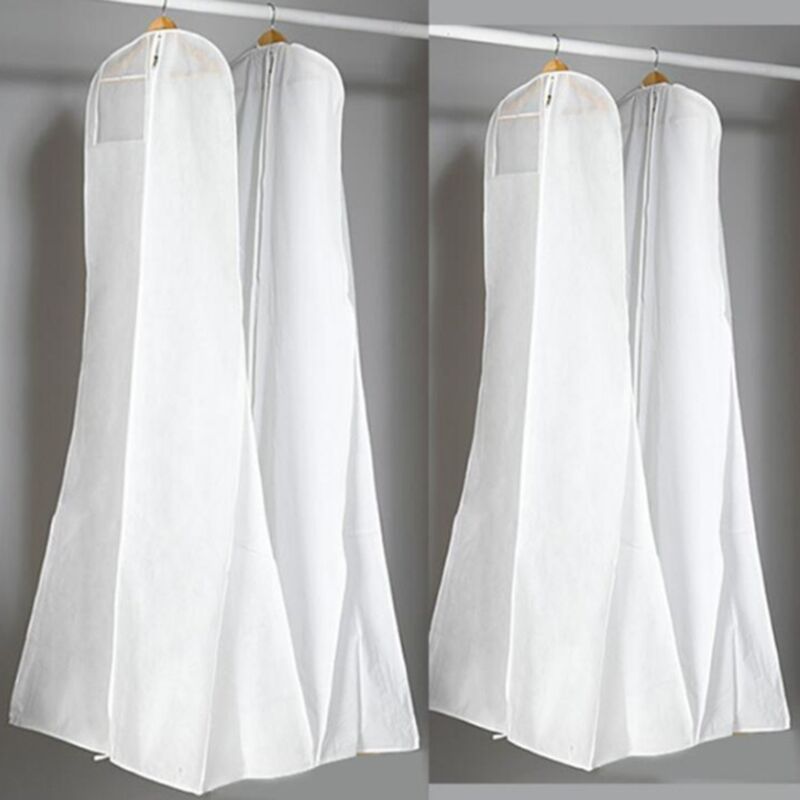 1 Pc Wedding Dress Dust Cover Breathable Non Woven Fabric White, 180 cm