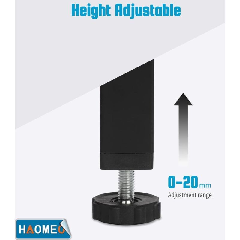4 Pcs Screw In Metal Bed Legs Adjustable Black, 20 cm