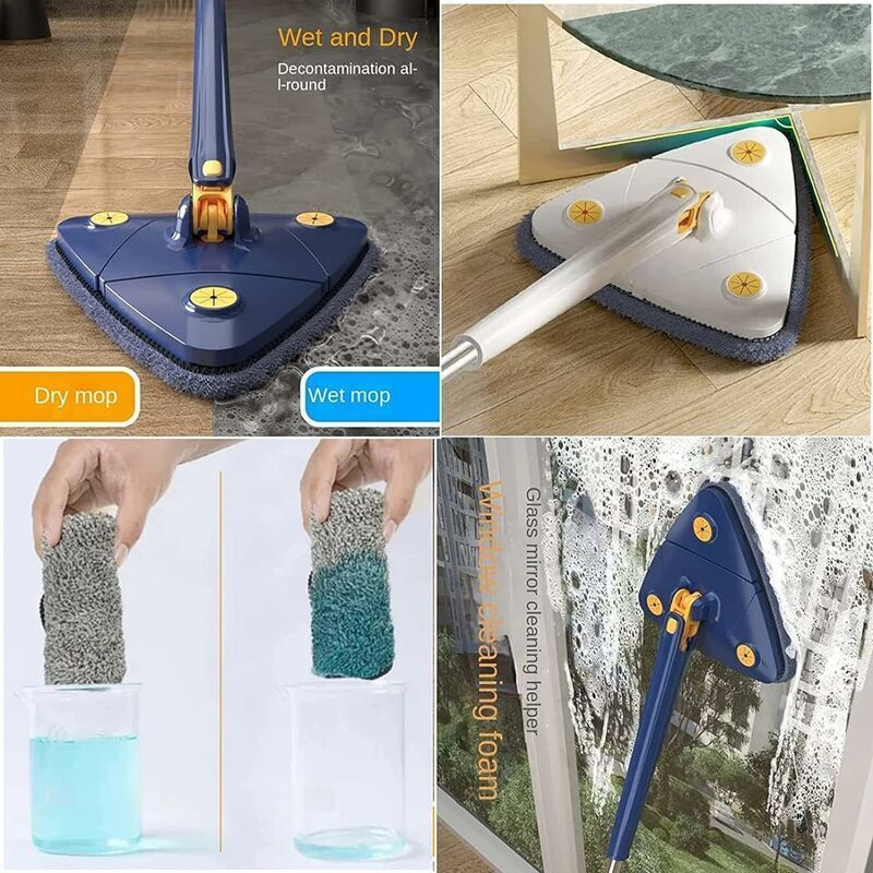 Dust Mop 360 Degree Rotating Floor Mop with 5 Cloths Blue