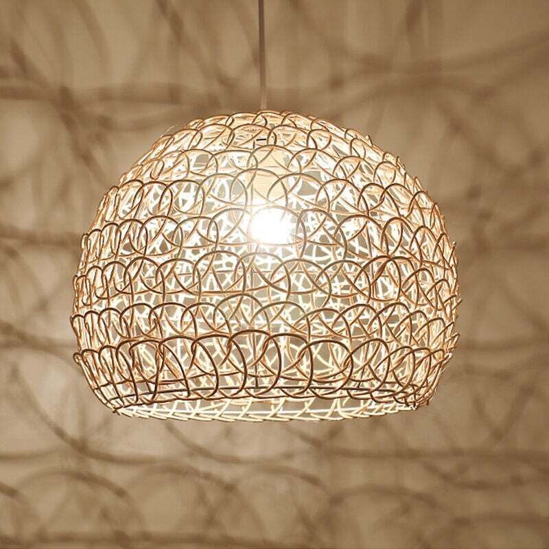 Rattan Chandelier Pendant Light Hand Woven Bamboo Lampshade, 25 cm