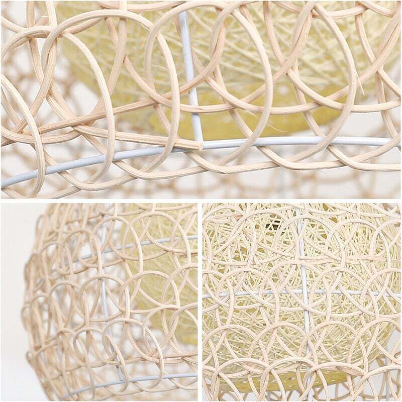 Rattan Chandelier Pendant Light Hand Woven Bamboo Lampshade, 25 cm