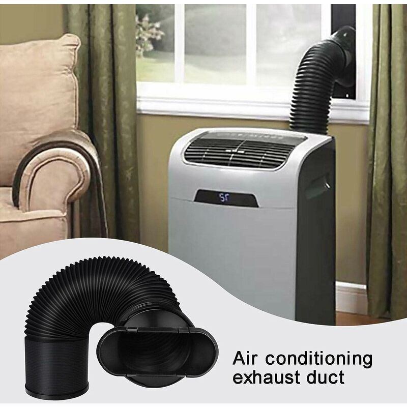 Mobile Air Conditioner Exhaust Hose Kit Black Flat Mouth, Diameter 15 cm Length 22-150 cm