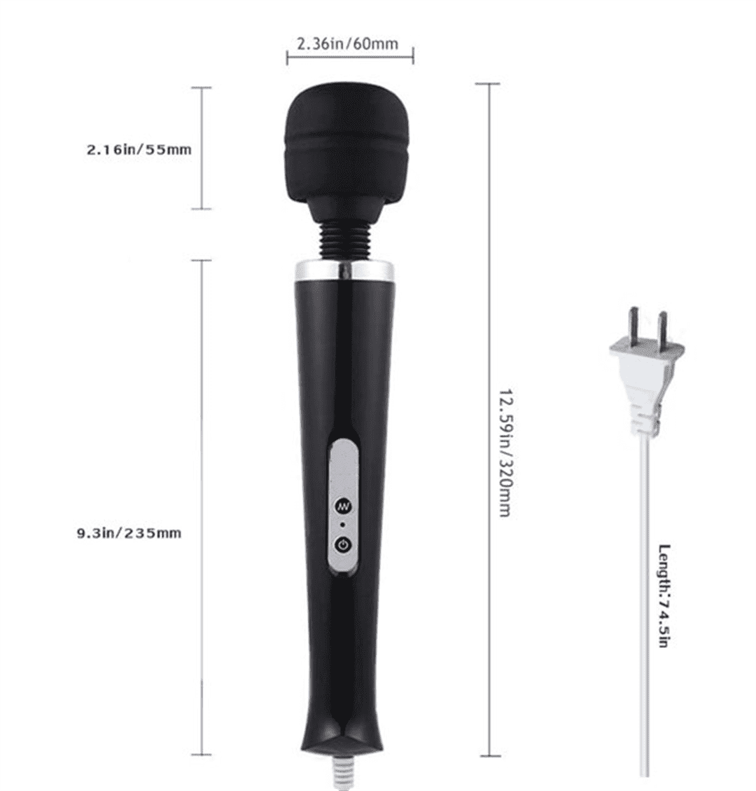 Tutuviw 10 Speeds Wired Powerful Handheld Electric Back Massager with Strong Vibrations, Personal Therapy Massager for Muscle Aches, Sports Recovery, Body Pain (Black) Black