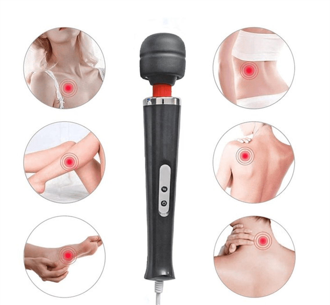 Tutuviw 10 Speeds Wired Powerful Handheld Electric Back Massager with Strong Vibrations, Personal Therapy Massager for Muscle Aches, Sports Recovery, Body Pain (Black) Black