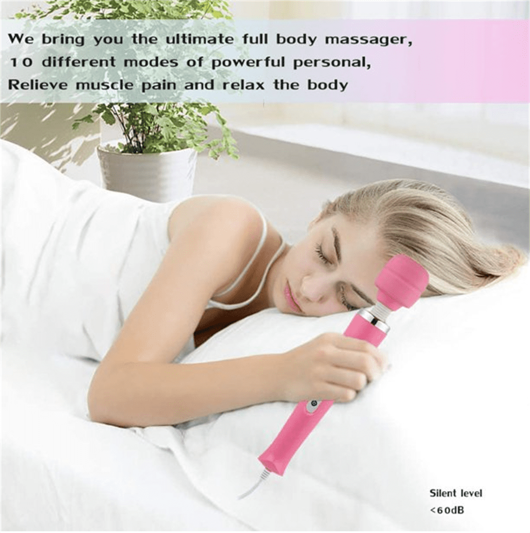 Tutuviw 10 Speeds Wired Powerful Handheld Electric Back Massager with Strong Vibrations, Personal Therapy Massager for Muscle Aches, Sports Recovery, Body Pain (Black) Pink