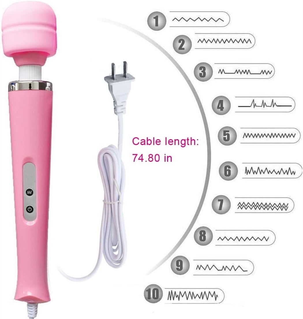 Tutuviw 10 Speeds Wired Powerful Handheld Electric Back Massager with Strong Vibrations, Personal Therapy Massager for Muscle Aches, Sports Recovery, Body Pain (Black) Pink