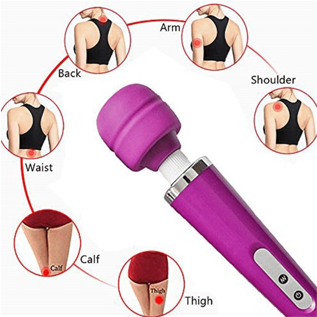 Tutuviw 10 Speeds Wired Powerful Handheld Electric Back Massager with Strong Vibrations, Personal Therapy Massager for Muscle Aches, Sports Recovery, Body Pain (Black) Purple