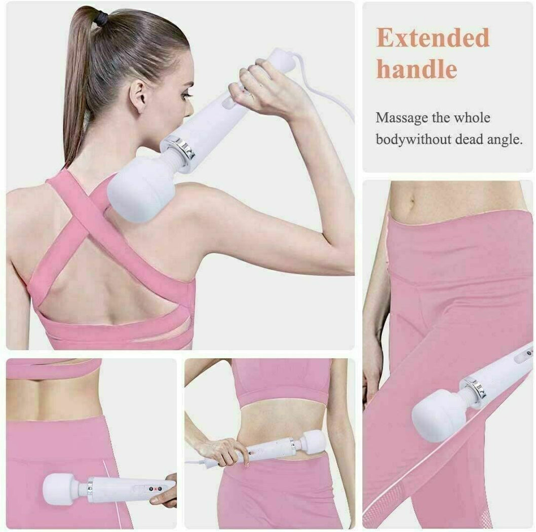 Tutuviw 10 Speeds Wired Powerful Handheld Electric Back Massager with Strong Vibrations, Personal Therapy Massager for Muscle Aches, Sports Recovery, Body Pain (Black) White