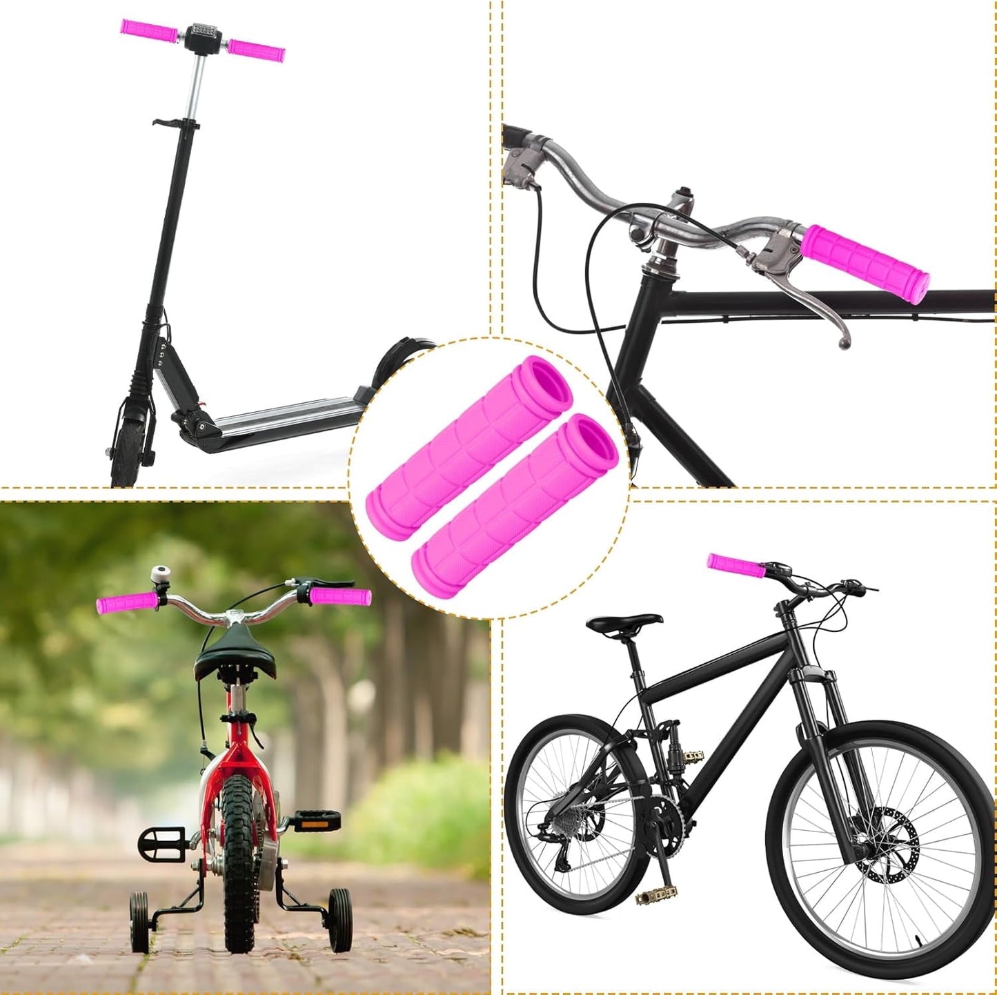 4Pcs Pink Bike Streamers,Non-Slip Bicycle Handlebar Grips Cover,Durable Cycling Replacement Parts with Tassel Ribbon for Bicycle Pink