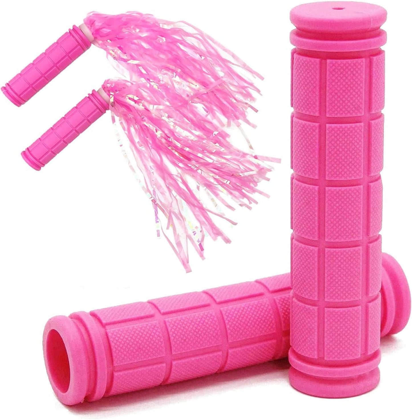 4Pcs Pink Bike Streamers,Non-Slip Bicycle Handlebar Grips Cover,Durable Cycling Replacement Parts with Tassel Ribbon for Bicycle Pink