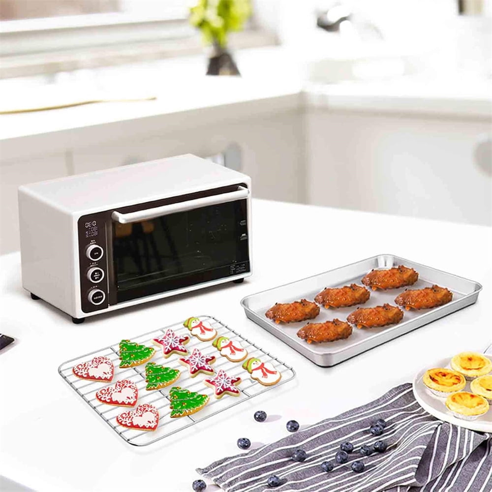 1Pack Kitchen Baking Rack,QZS Small Cooking Rack,Nonstick Wire Grill Net,Stainless Steel Roasting Grid Frame,Oven & Dishwasher Safe,for Picnic Camping Dinning and Outdoors 8"x 6 9"×7"×0.6"