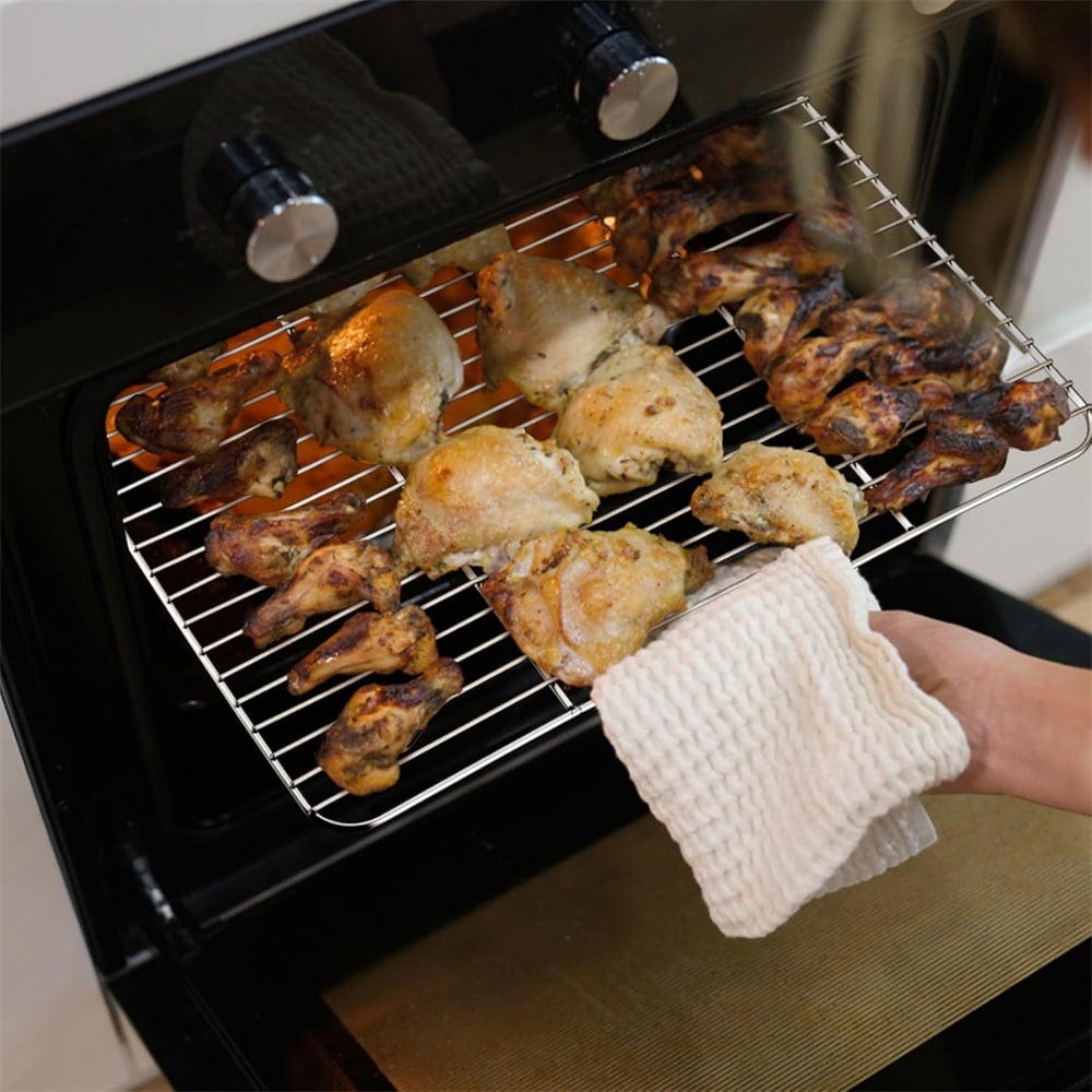 1Pack Kitchen Baking Rack,QZS Small Cooking Rack,Nonstick Wire Grill Net,Stainless Steel Roasting Grid Frame,Oven & Dishwasher Safe,for Picnic Camping Dinning and Outdoors 8"x 6 11"×9"×0.6"