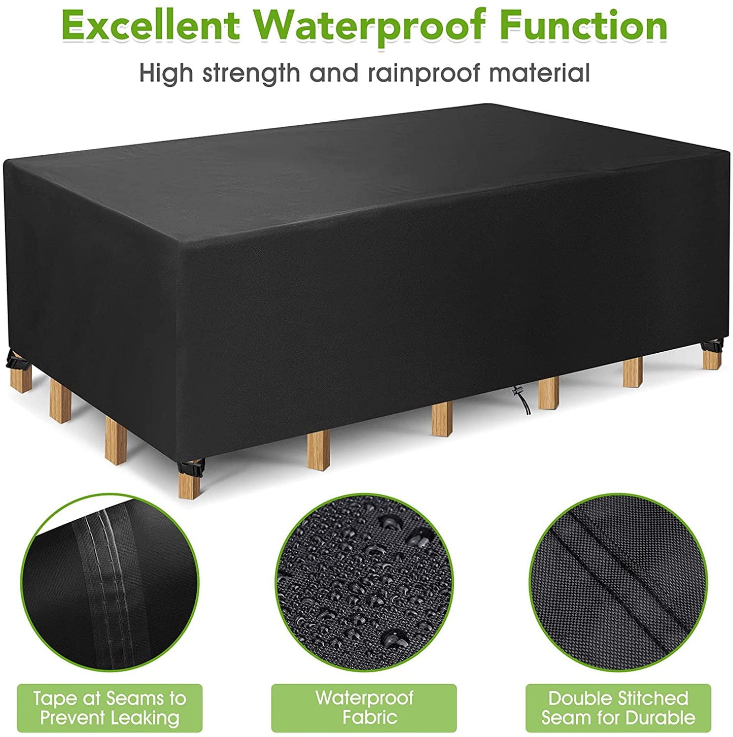 Rectangular Patio Table Cover Heavy Duty Waterproof Outdoor Furniture Set Cover 67" x 37" x 28"