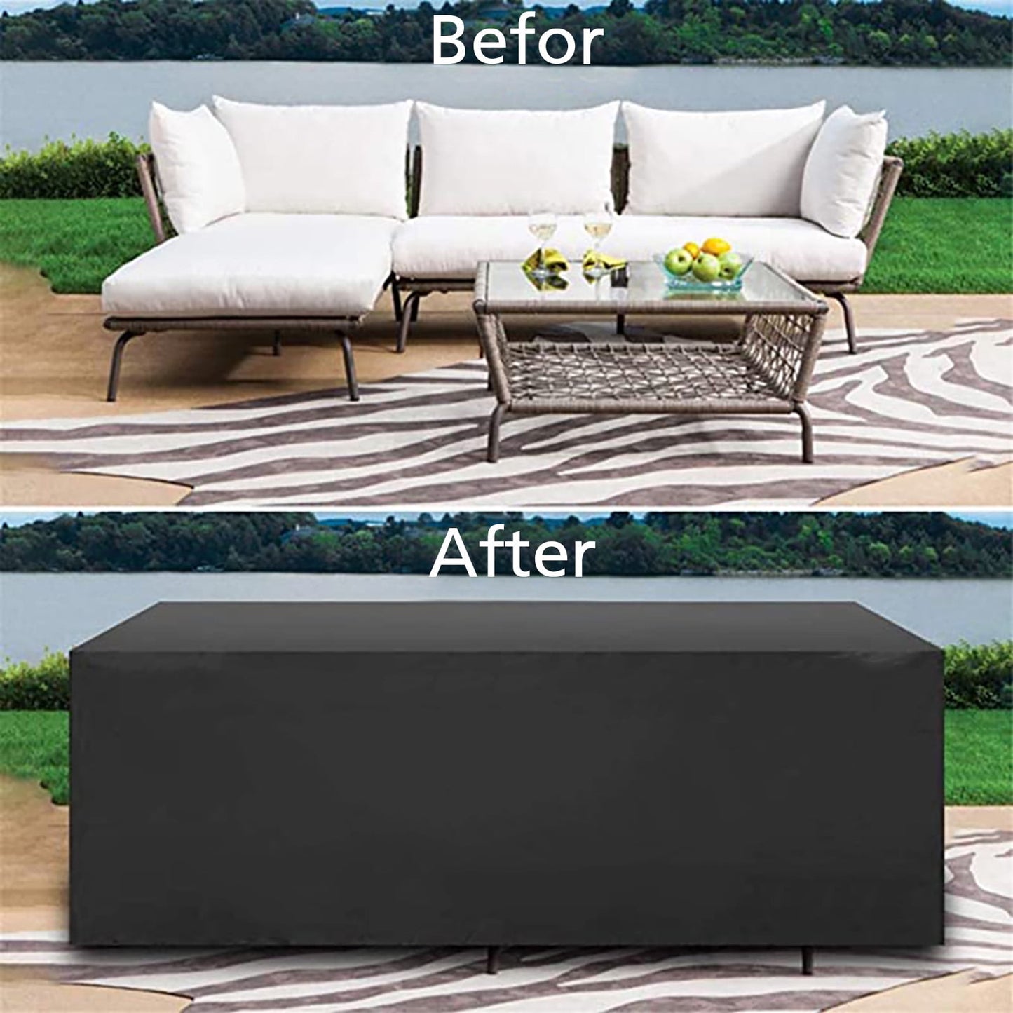 Rectangular Patio Table Cover Heavy Duty Waterproof Outdoor Furniture Set Cover 124" x 63" x 29"