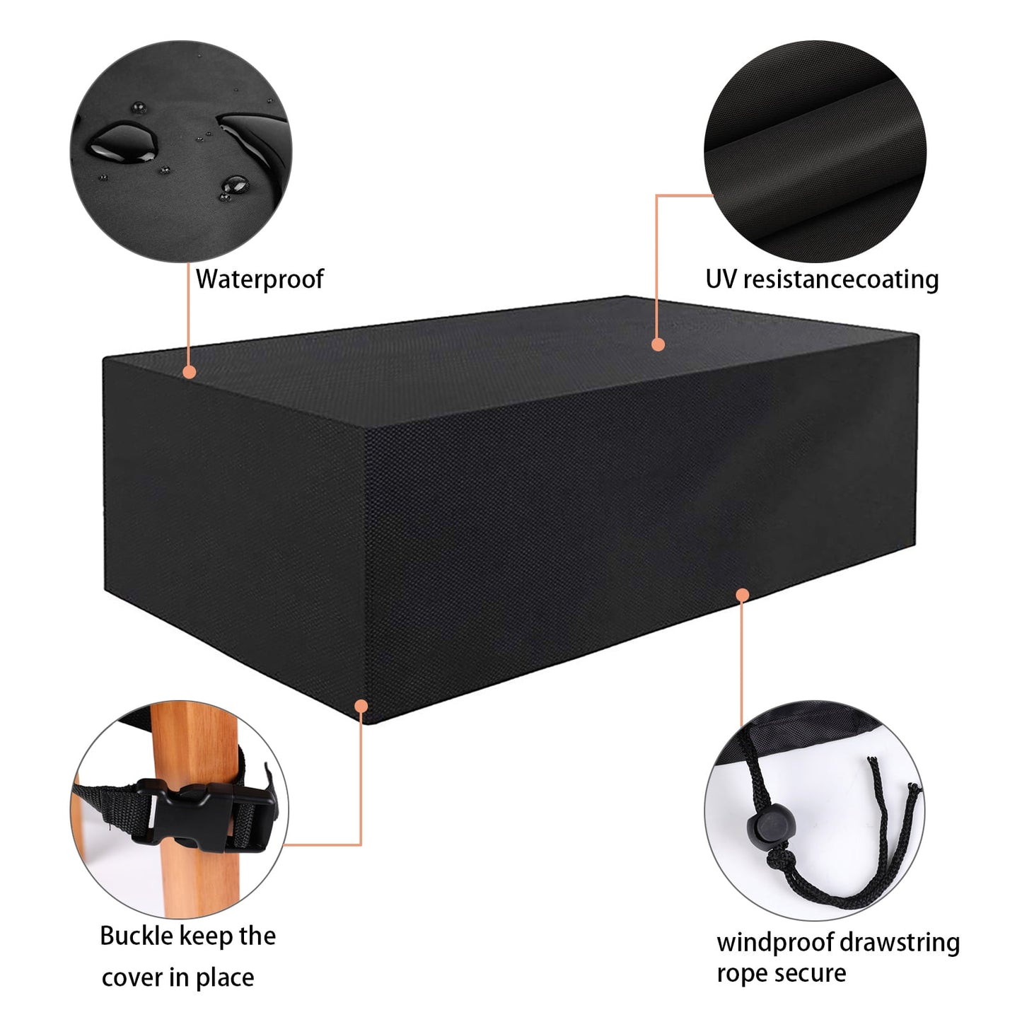 Rectangular Patio Table Cover Heavy Duty Waterproof Outdoor Furniture Set Cover 124" x 63" x 29"