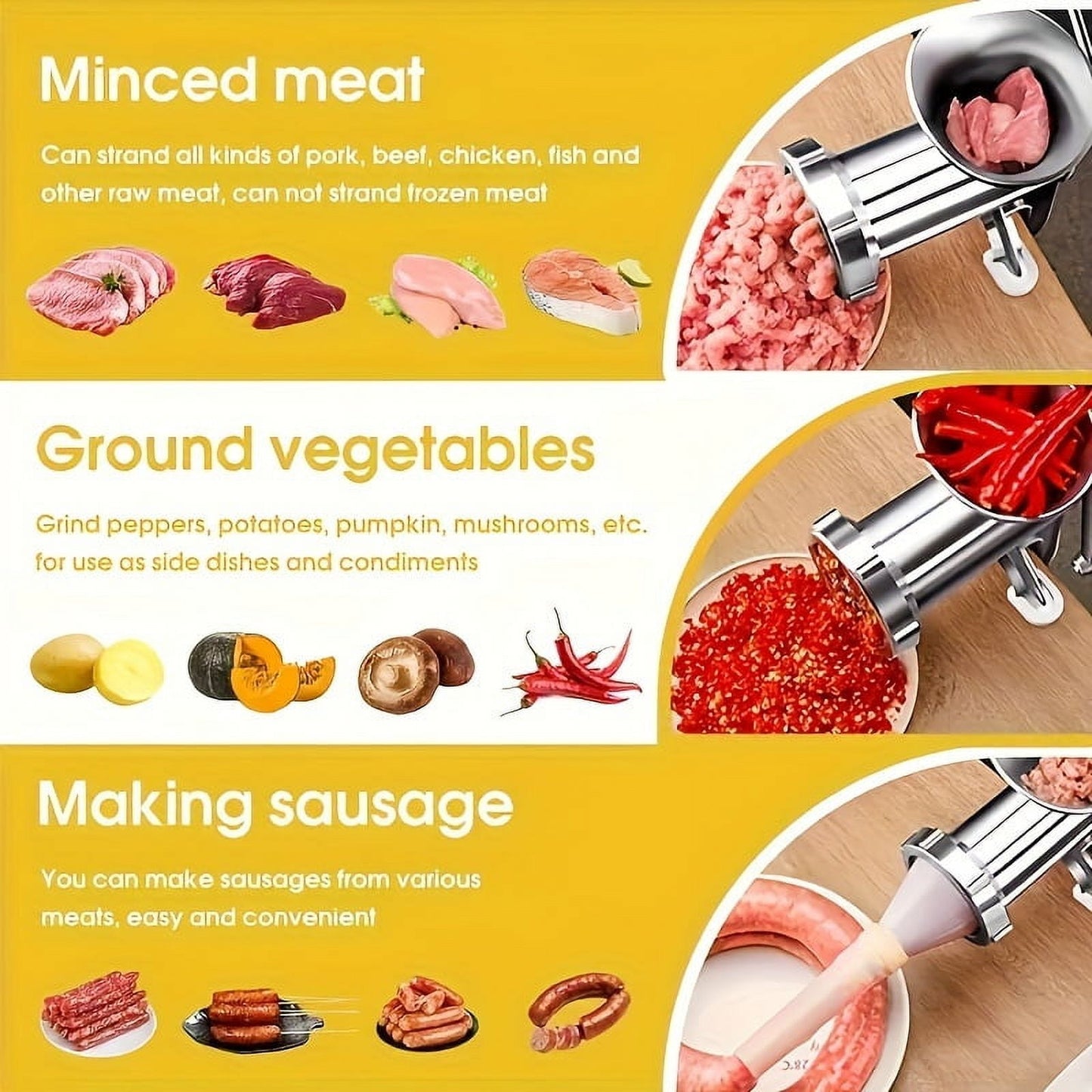 Stainless Steel Manual Meat Grinder With Tabletop Clamp - Heavy Duty Sausage Maker & Vegetable Crusher, Essential Kitchen Gadget