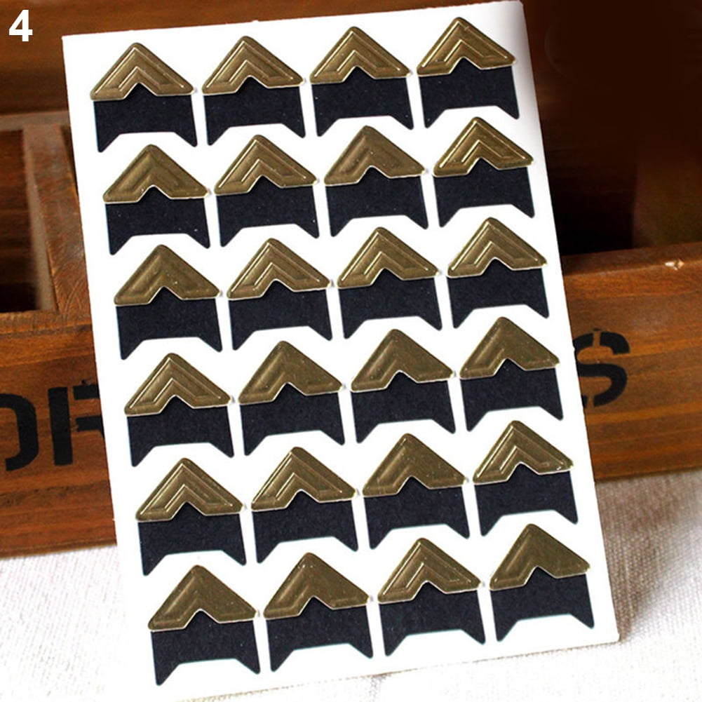 opvise 120Pcs Self-Adhesive Photo Frame Corner Sticker Craft Scrapbook Album Decor Silver Black