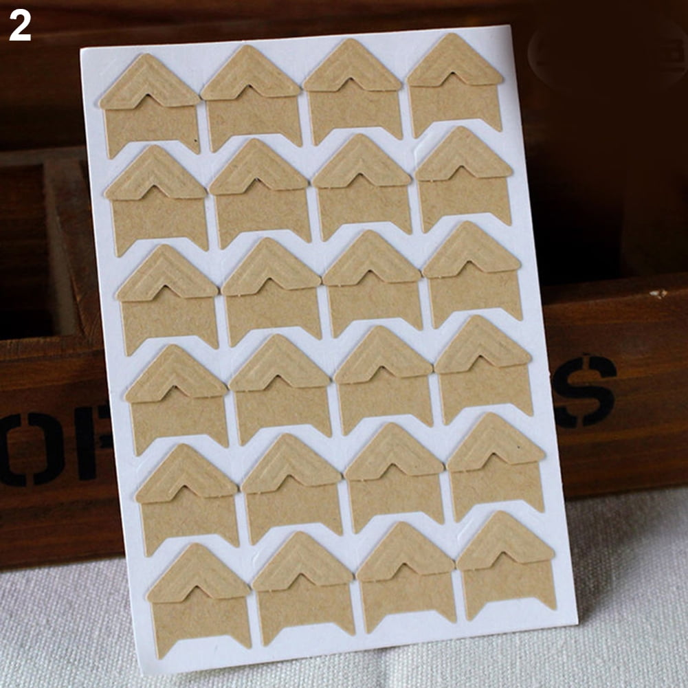 opvise 120Pcs Self-Adhesive Photo Frame Corner Sticker Craft Scrapbook Album Decor Silver Gold