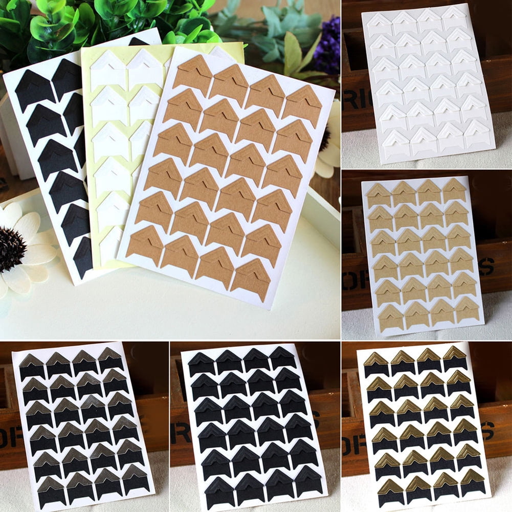 opvise 120Pcs Self-Adhesive Photo Frame Corner Sticker Craft Scrapbook Album Decor Silver
