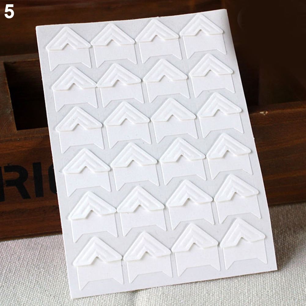 opvise 120Pcs Self-Adhesive Photo Frame Corner Sticker Craft Scrapbook Album Decor Silver White