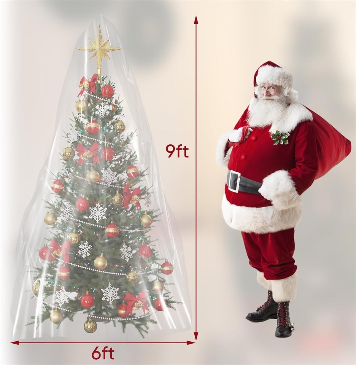 Tutuviw Christmas Tree Storage Bag,Clear Waterproof Xmas Trees Upright Cover Extra Large Plastic Bags Container to Cover Xmas Trees up to 9-Ft Tall, Disposable, Bio-Friendly(Clear Bag)