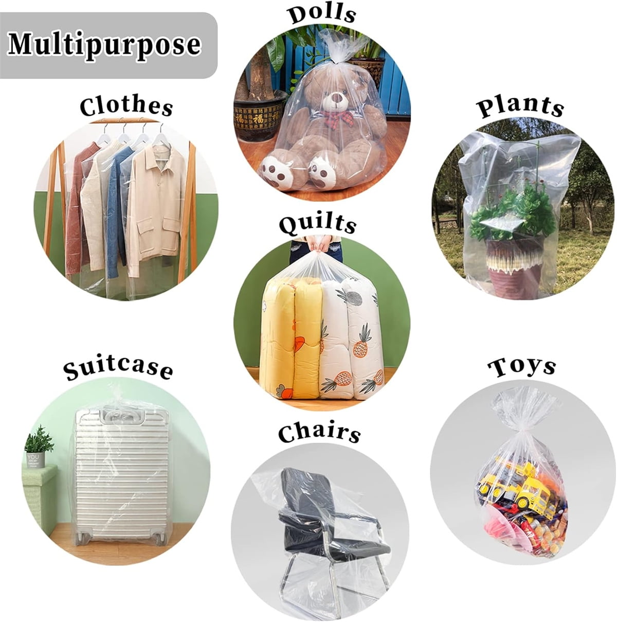 Tutuviw Christmas Tree Storage Bag,Clear Waterproof Xmas Trees Upright Cover Extra Large Plastic Bags Container to Cover Xmas Trees up to 9-Ft Tall, Disposable, Bio-Friendly(Clear Bag)