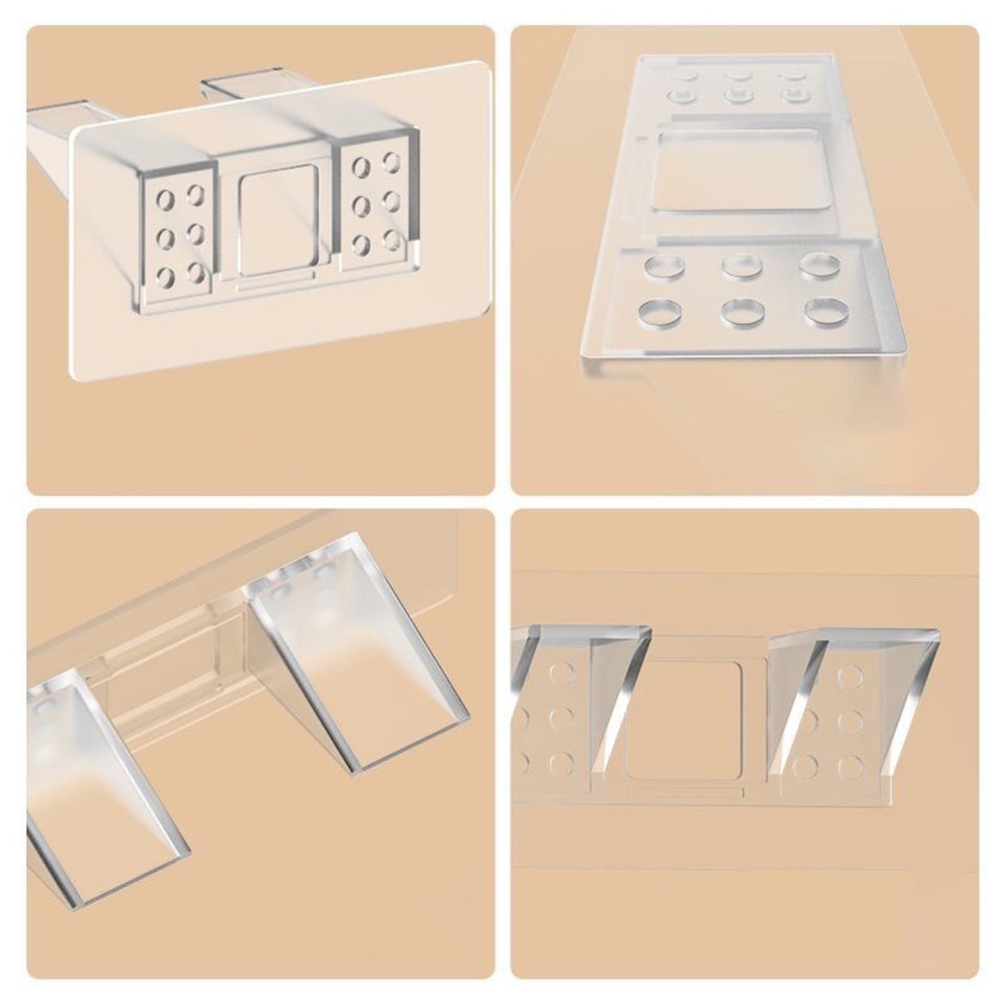 Adhesive Shelf Bracket, No-Drill Shelf Support Hooks, Clear Plastic Adhesive Wall-Mounted Bracket for Closet Cabinet Organization, Easy Instal(B) B
