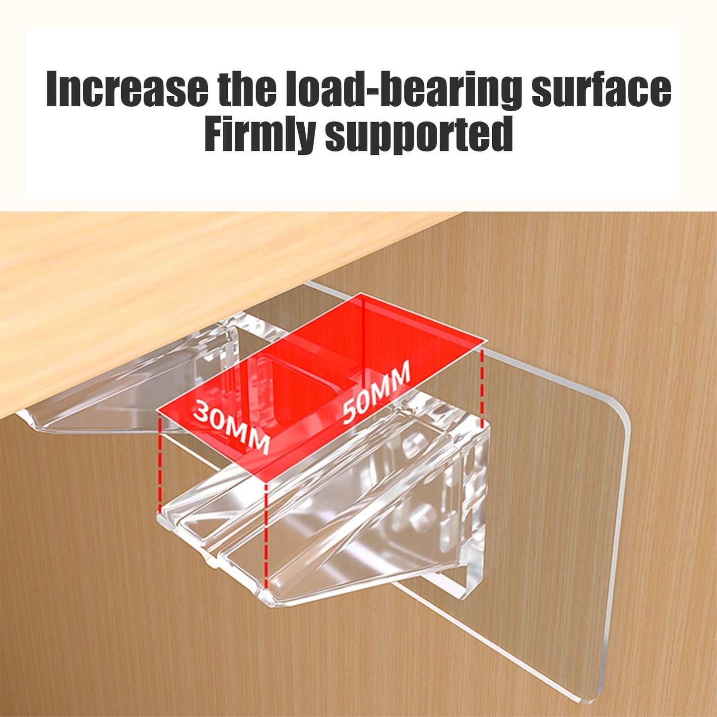Adhesive Shelf Bracket, No-Drill Shelf Support Hooks, Clear Plastic Adhesive Wall-Mounted Bracket for Closet Cabinet Organization, Easy Instal(B) B