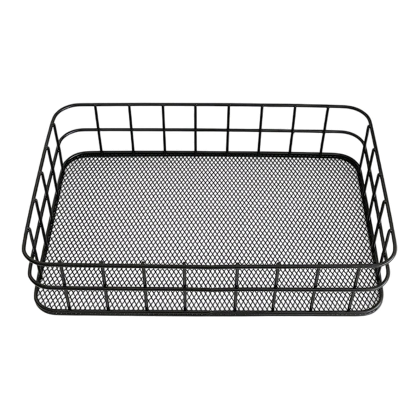 Desktop Metal Storage Basket, Grids Storage Tray Small Wires Baskets Fruit Basket Metal Organizer Tray for Home Decoration, Closets, Fridge, Kitchen Black