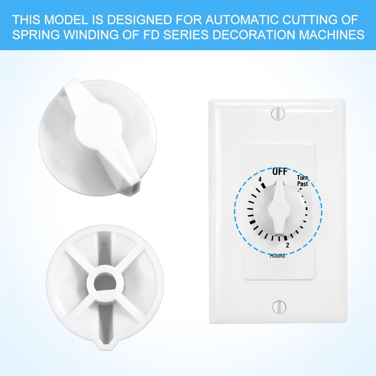 Tutuviw 2 Pack Timer Switch Knob Replacement Timer Switch Knob Compatible Spring Wound Timers D-Type Timer Knob for Wall Bathroom Fan Motor Heater Light (White)