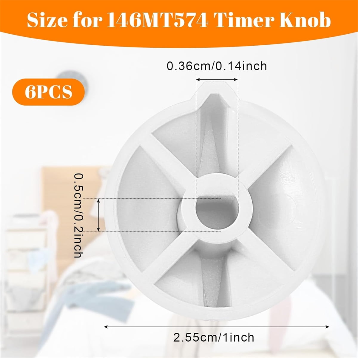 Tutuviw 2 Pack Timer Switch Knob Replacement Timer Switch Knob Compatible Spring Wound Timers D-Type Timer Knob for Wall Bathroom Fan Motor Heater Light (White)
