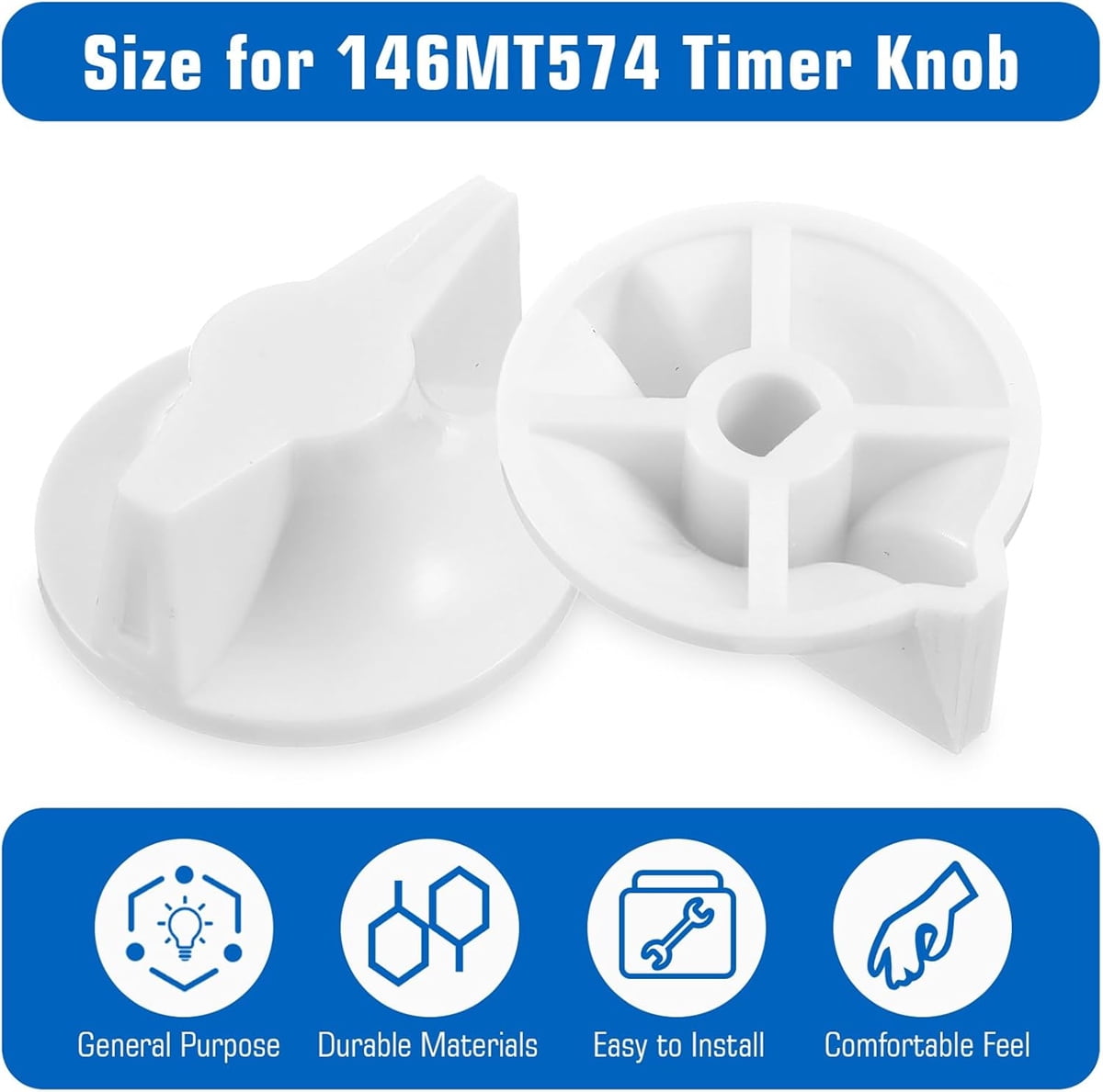 Tutuviw 2 Pack Timer Switch Knob Replacement Timer Switch Knob Compatible Spring Wound Timers D-Type Timer Knob for Wall Bathroom Fan Motor Heater Light (White)