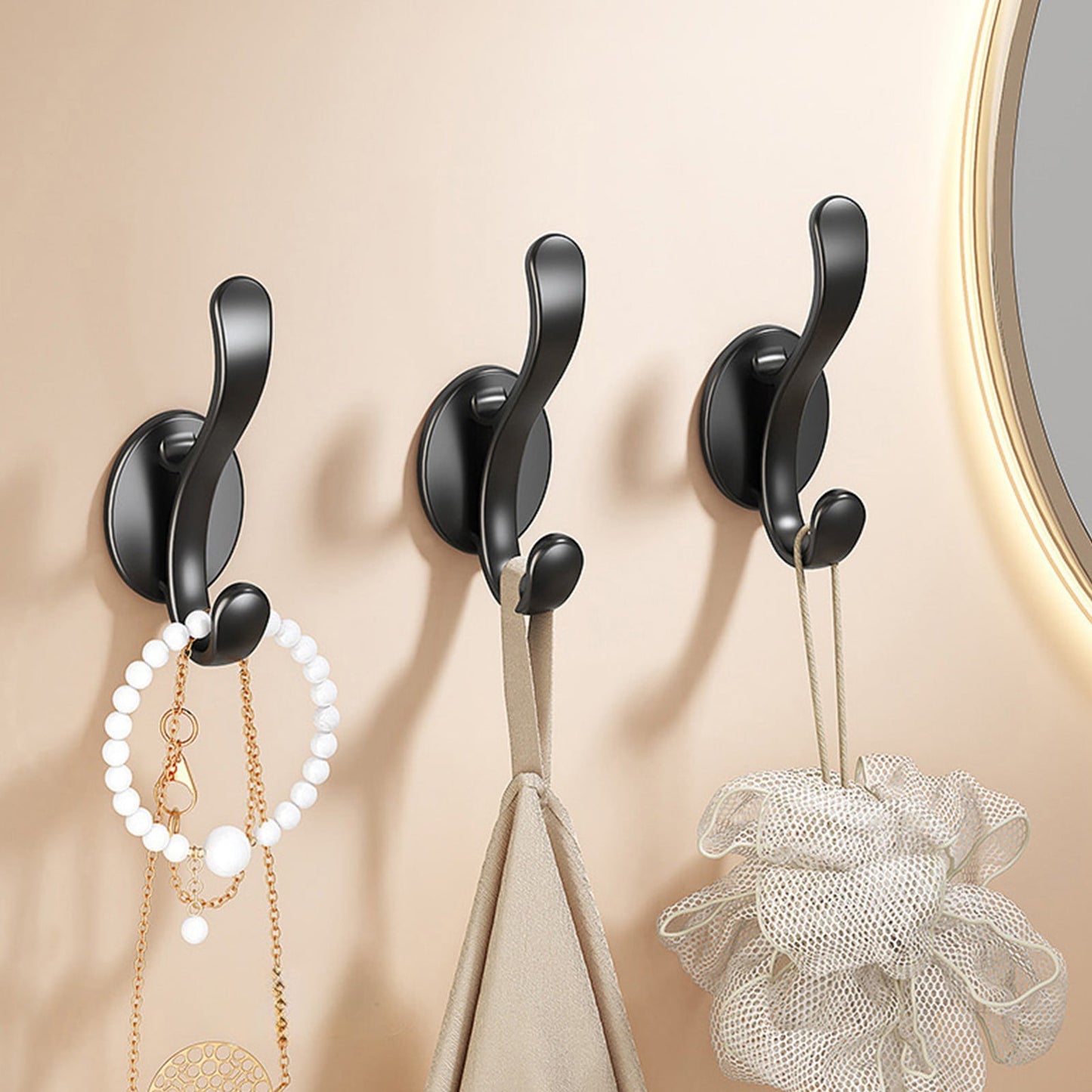 Wall Mounted Coat Hooks, 5 Pack Heavy Duty Hardware Robe Hooks, Decorative for Single Hanging Coats Towel Cubicle Classroom Kitchen Bath Backpack Hat Hook Black