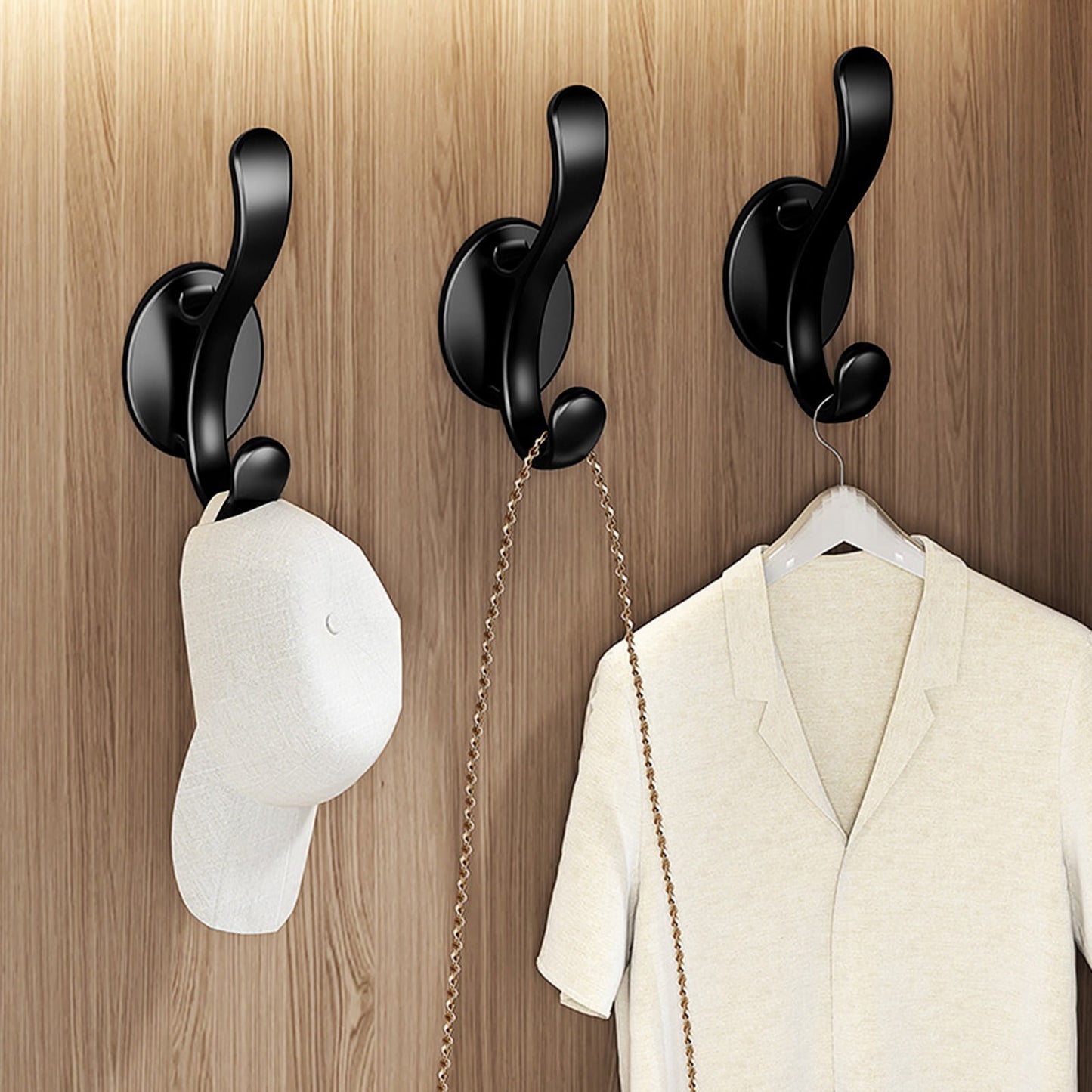 Wall Mounted Coat Hooks, 5 Pack Heavy Duty Hardware Robe Hooks, Decorative for Single Hanging Coats Towel Cubicle Classroom Kitchen Bath Backpack Hat Hook Black