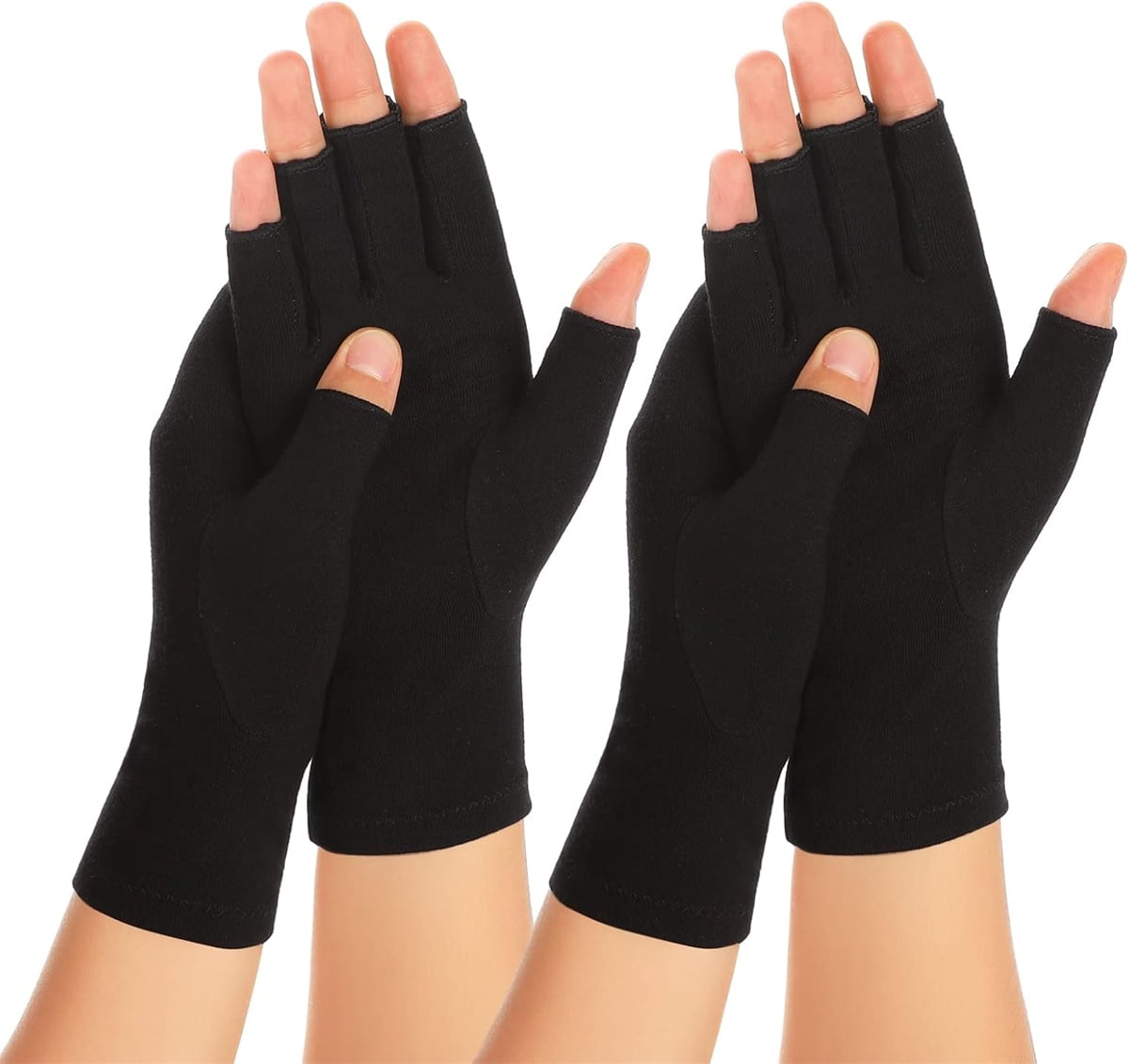 12 Pairs Cotton Gloves,Reusable Half Finger Touchscreen Gloves,7.5x3.9In Summer Sun UV Protection Gloves for Men and Women Black