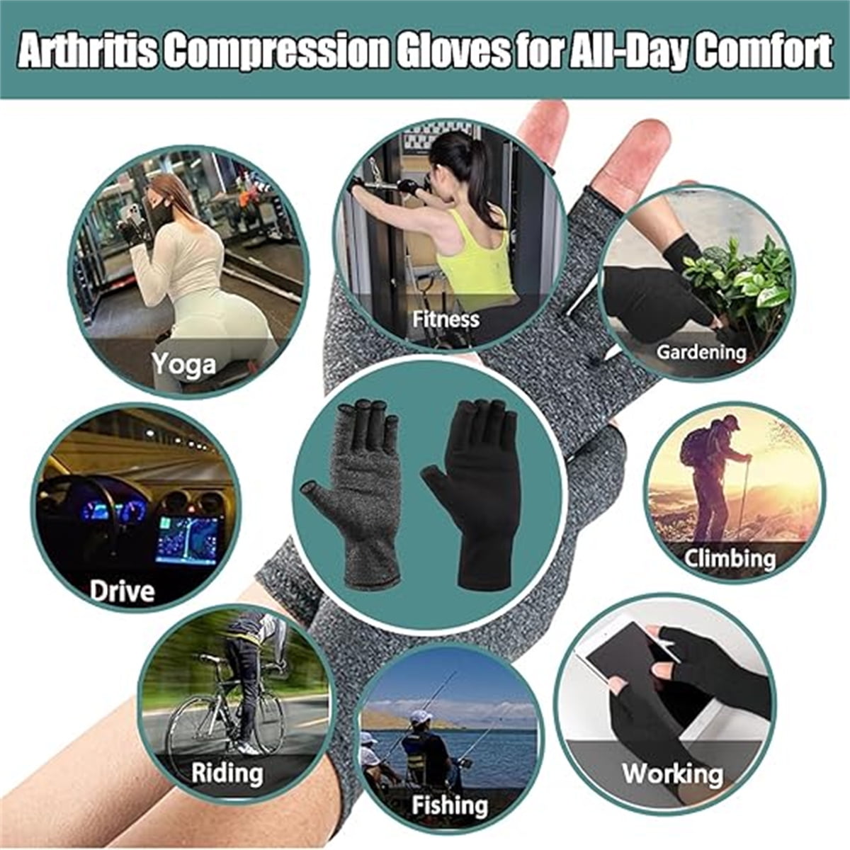 12 Pairs Cotton Gloves,Reusable Half Finger Touchscreen Gloves,7.5x3.9In Summer Sun UV Protection Gloves for Men and Women Black