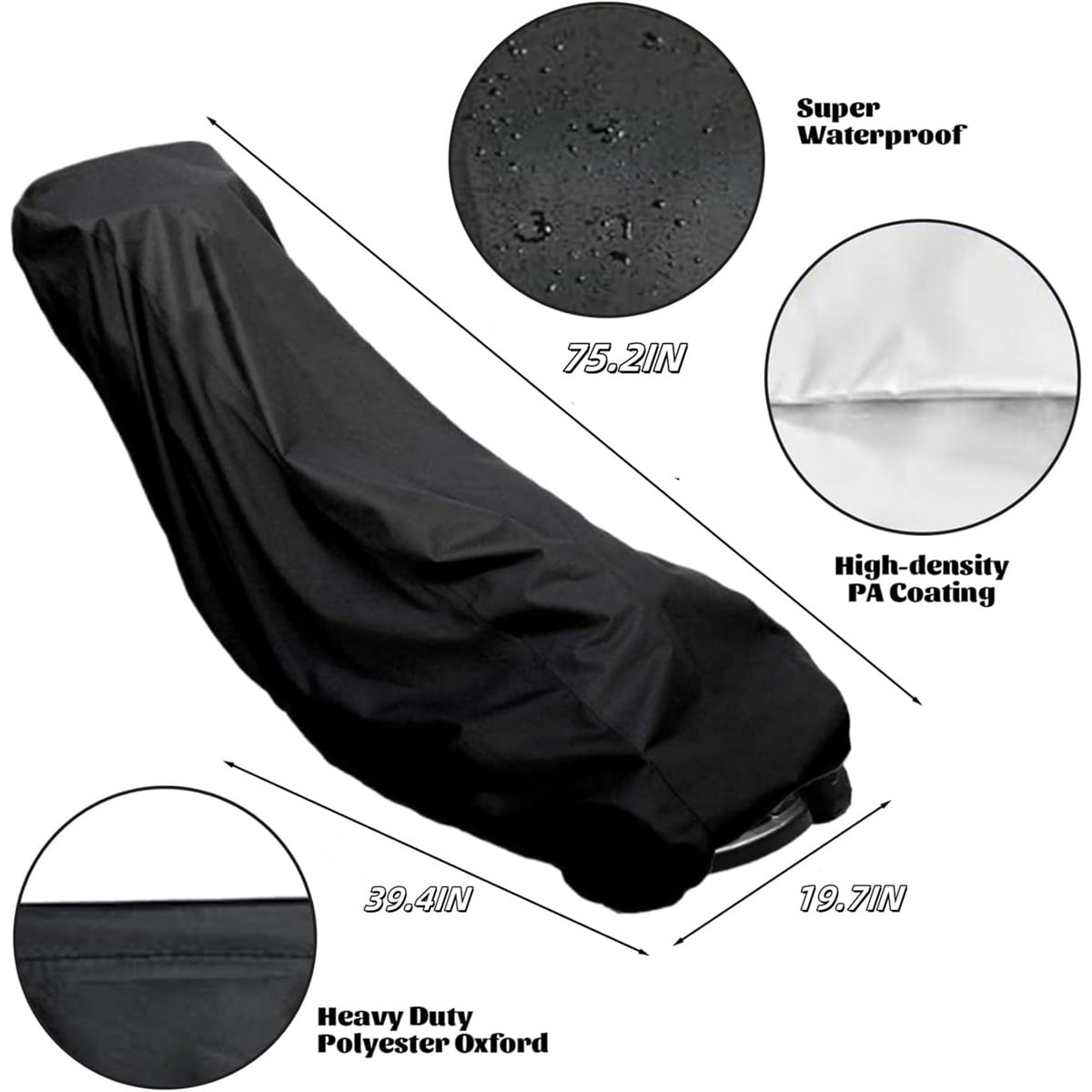 Waterproof Protective Cover,QZS Heavy Duty Push Lawn Mower Cover,75.2x19.7x39.4In,Universal Oxford Cover Fit with Drawstring,1Pack