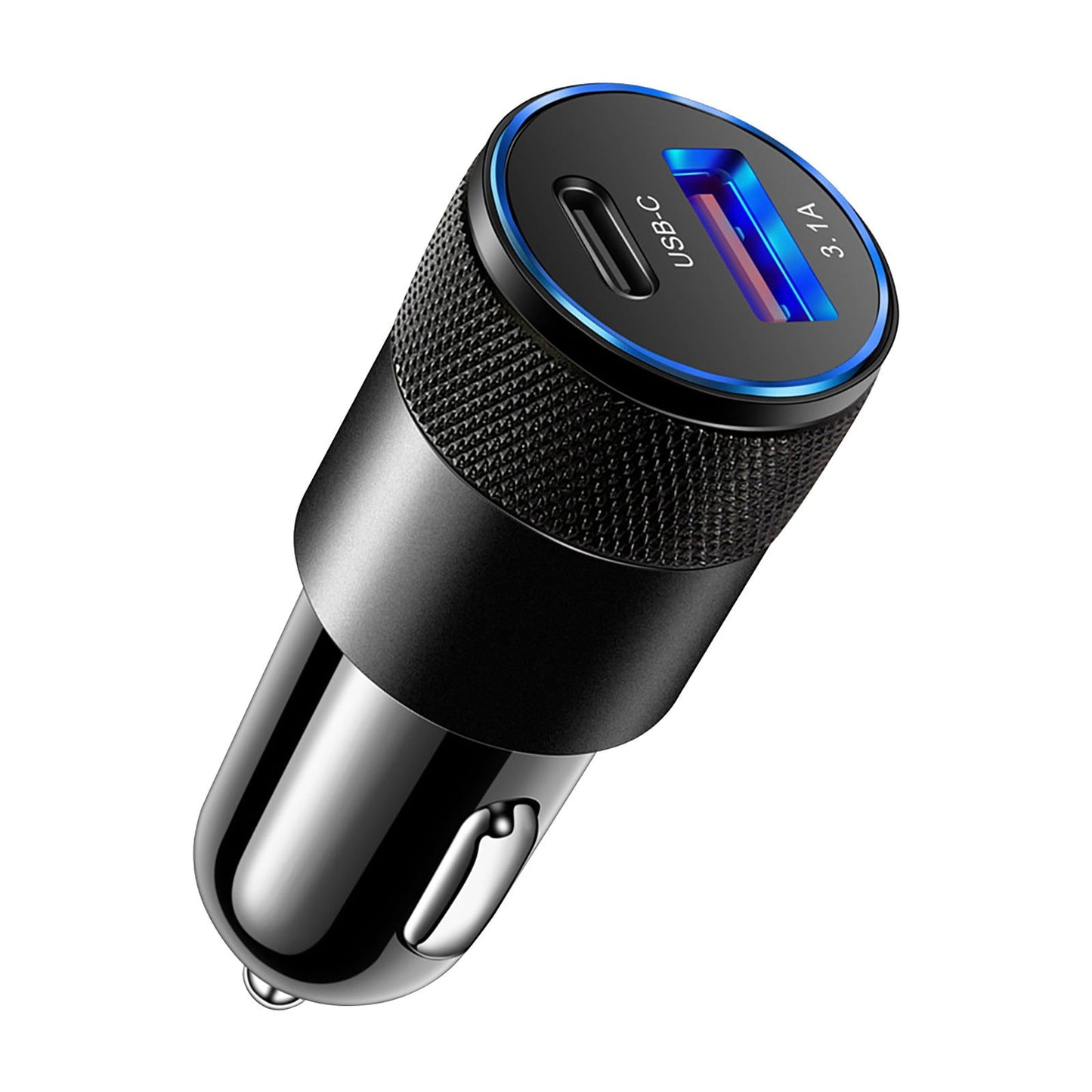 15W PD USB Car Charger, USB Type C Fast Power Charging Block, USB and PD Type-C Dual Interfaces, Plug Lighter Adapter, Car Charger Charging Adapter, for Daily Commutes, Road Trips Silver