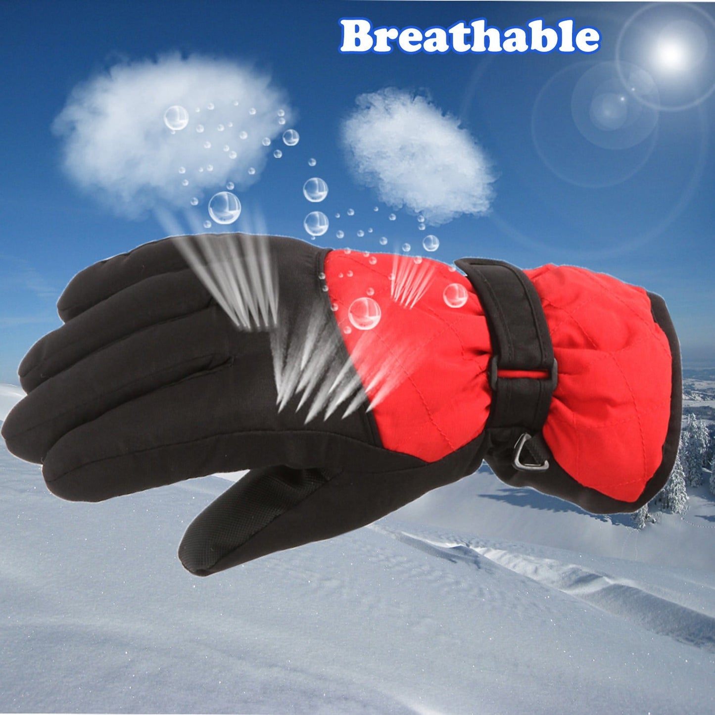 GXWEA 2T Gloves Kids Waterproof Gloves Kids Gloves Winter Gloves Thick Gloves Stretchy Warm Gloves Boys Girls 6-11 Year 10-16 Year AHA2 kids snow gloves Red