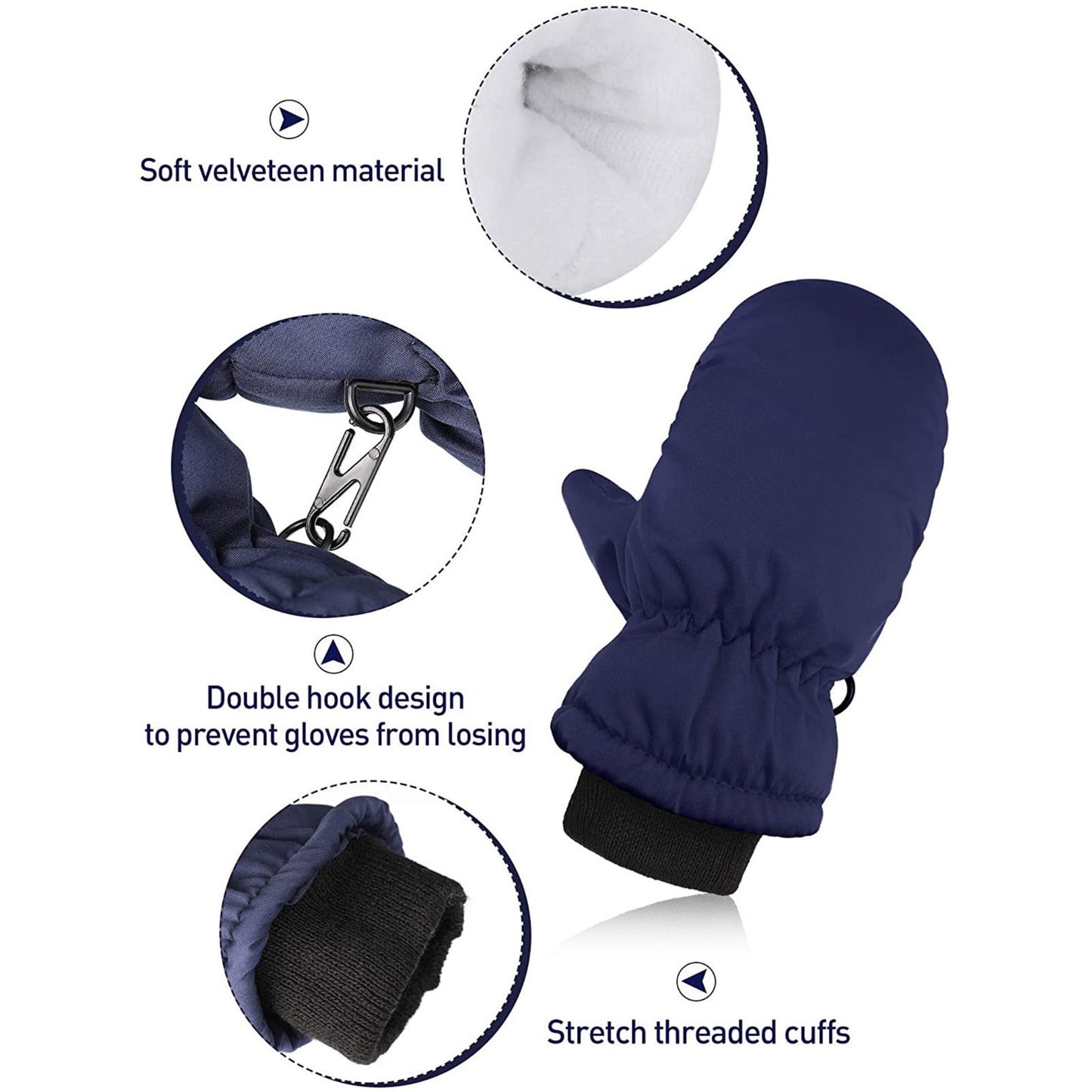 GXWEA 2T Gloves Kids Waterproof Gloves Kids Gloves Winter Gloves Thick Gloves Stretchy Warm Gloves Boys Girls 6-11 Year One Size color-9