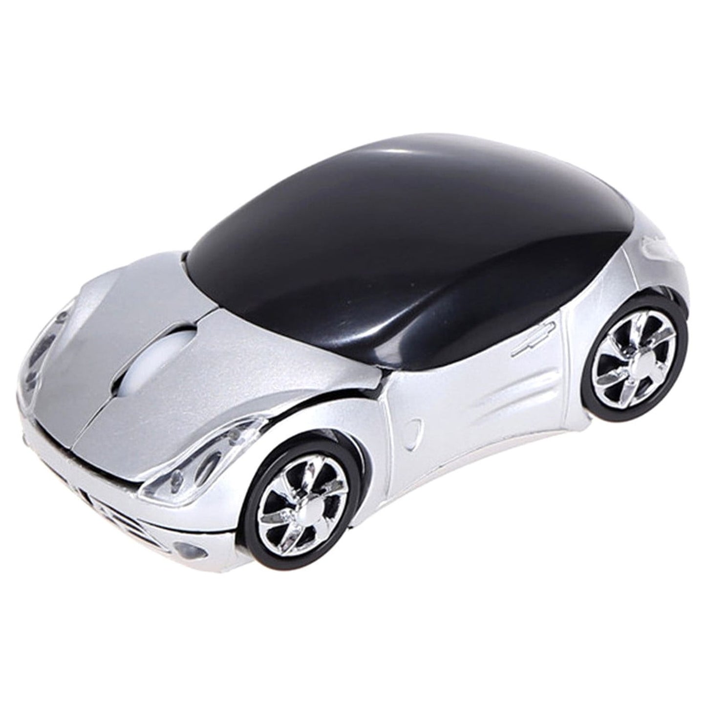 2.4G Wireless Mouse, Cute Car Mouse, 2.4G Wireless (10m Range) and USB Plug and Play, 1200DPI Optical Tracking, for PC Computer Laptop Tablet, with LED Light Silver