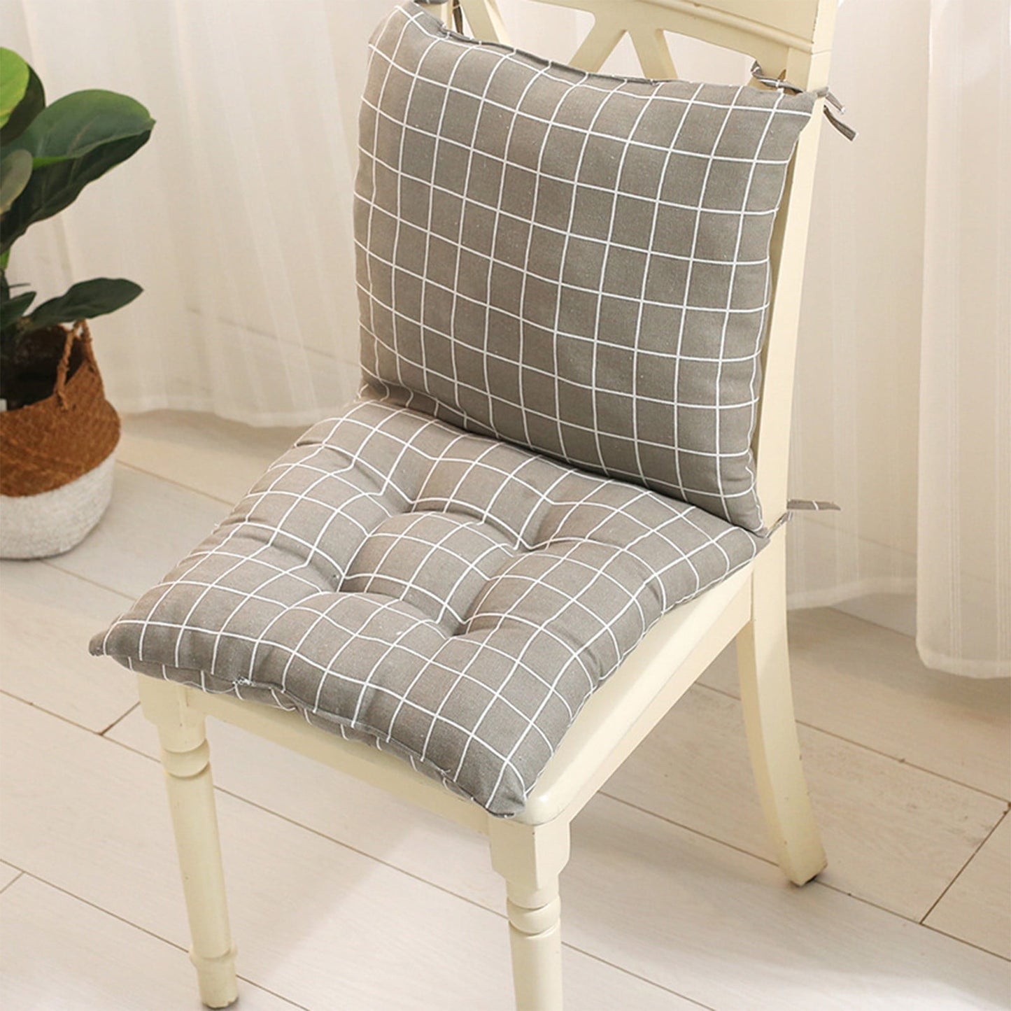 High Back Chair Cushions with Ties, 15.7" Indoor Outdoor Rocking Patio Chair Cushions, Non-skid No-Slip Onepiece Dining Chair Pad for Kitchen Dining Room Living Room Khaki