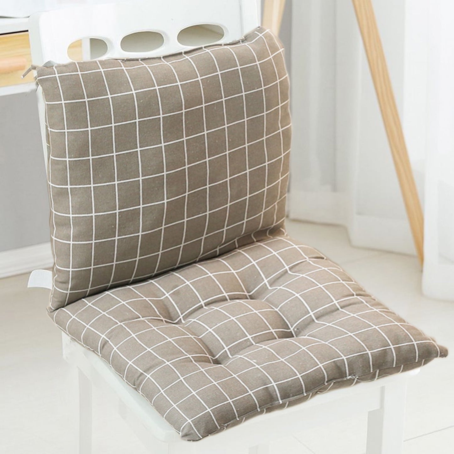 High Back Chair Cushions with Ties, 15.7" Indoor Outdoor Rocking Patio Chair Cushions, Non-skid No-Slip Onepiece Dining Chair Pad for Kitchen Dining Room Living Room Khaki