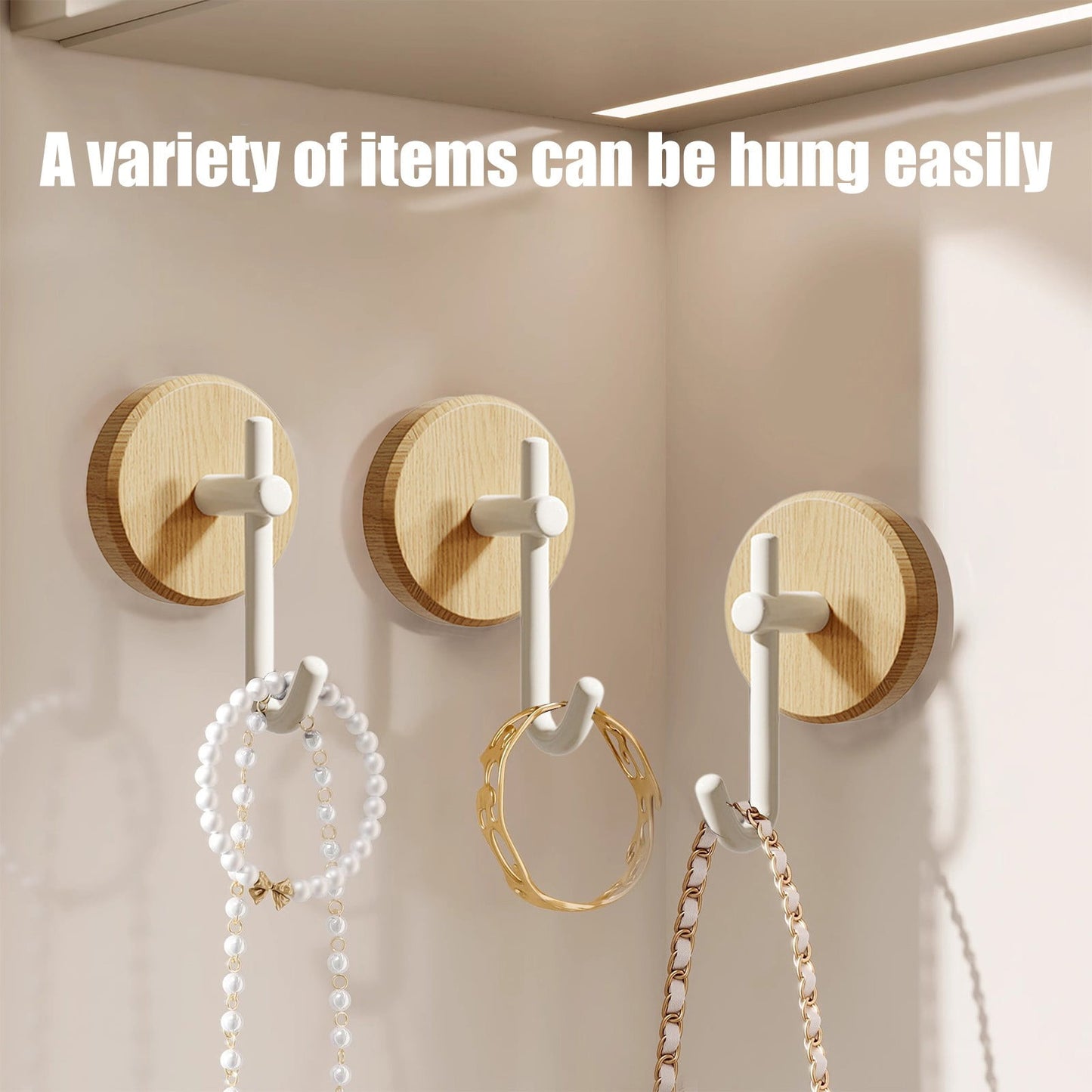 Wreath Hanger for Front Door, No Drilling Walnut Hook, Stick on Wall Hook, Self-Adhesive Household Hook for Towels, Keys, Hats, Coats, Bags 1PCS Black