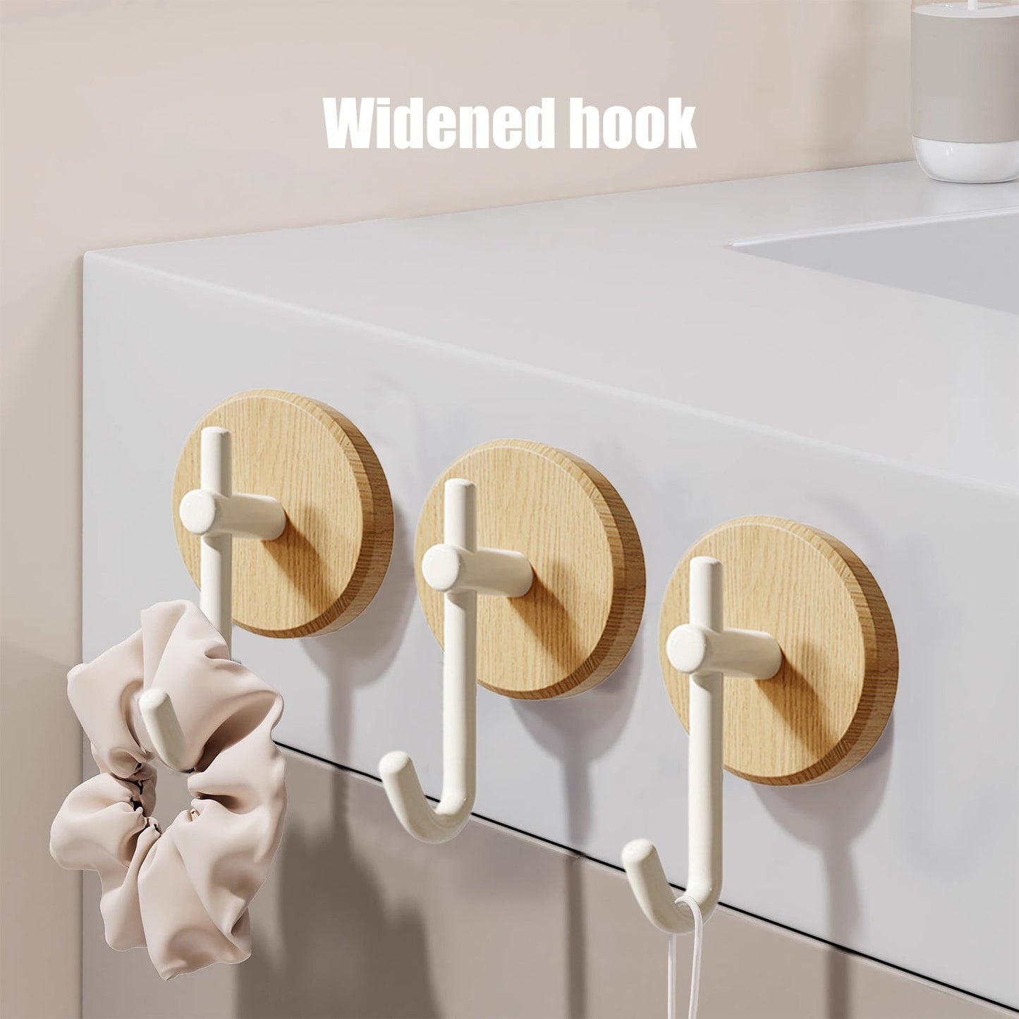 Wreath Hanger for Front Door, No Drilling Walnut Hook, Stick on Wall Hook, Self-Adhesive Household Hook for Towels, Keys, Hats, Coats, Bags 1PCS Black