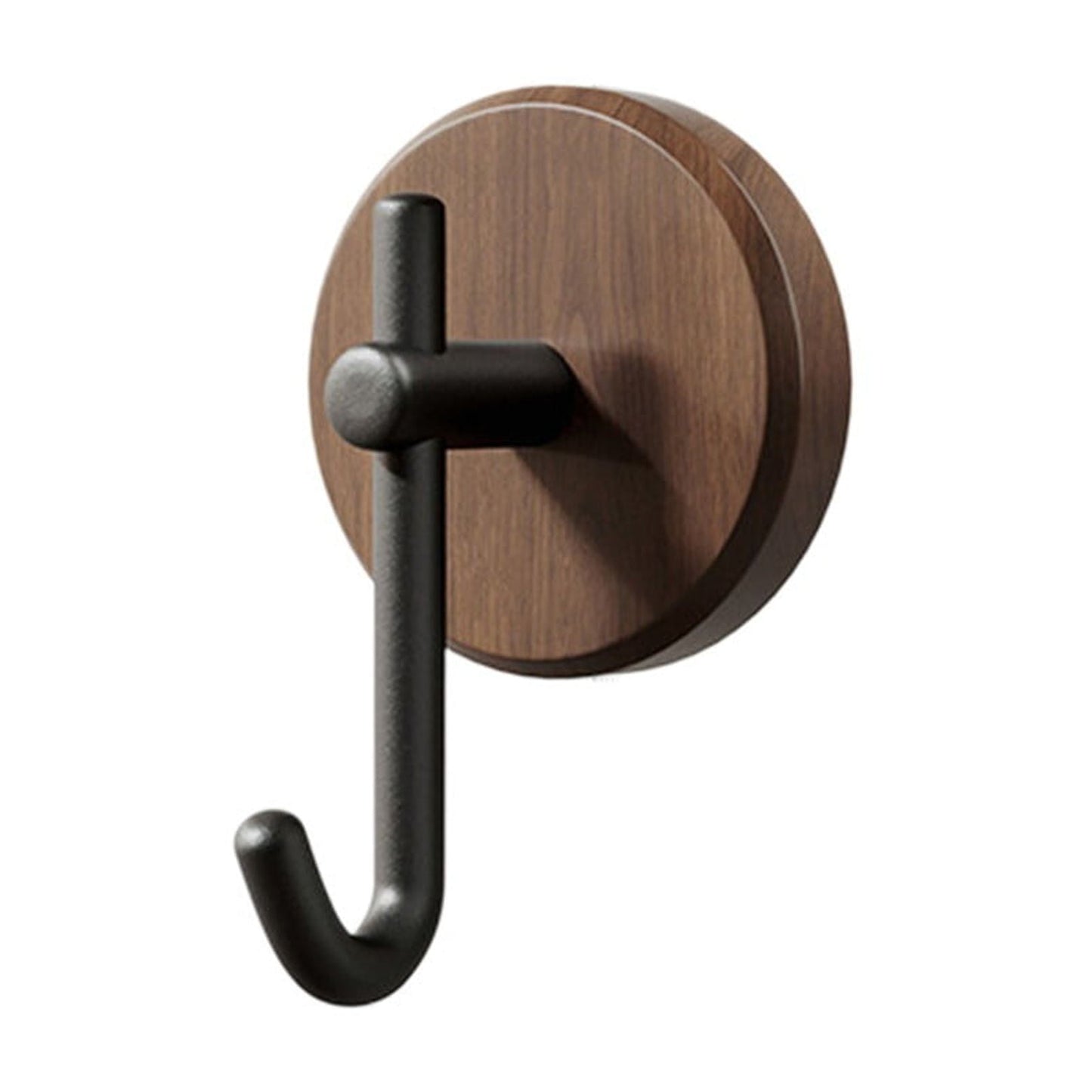 Wreath Hanger for Front Door, No Drilling Walnut Hook, Stick on Wall Hook, Self-Adhesive Household Hook for Towels, Keys, Hats, Coats, Bags 2PCS Black